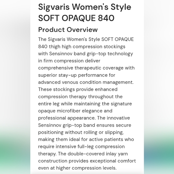 Women's compression thigh highs,Sigvaris 841 soft opaque 15-20mmHg,black/ NEW